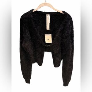 Fabletics Mini Crop Cardigan Faux Fur Front Clasp Size Medium New with Tags